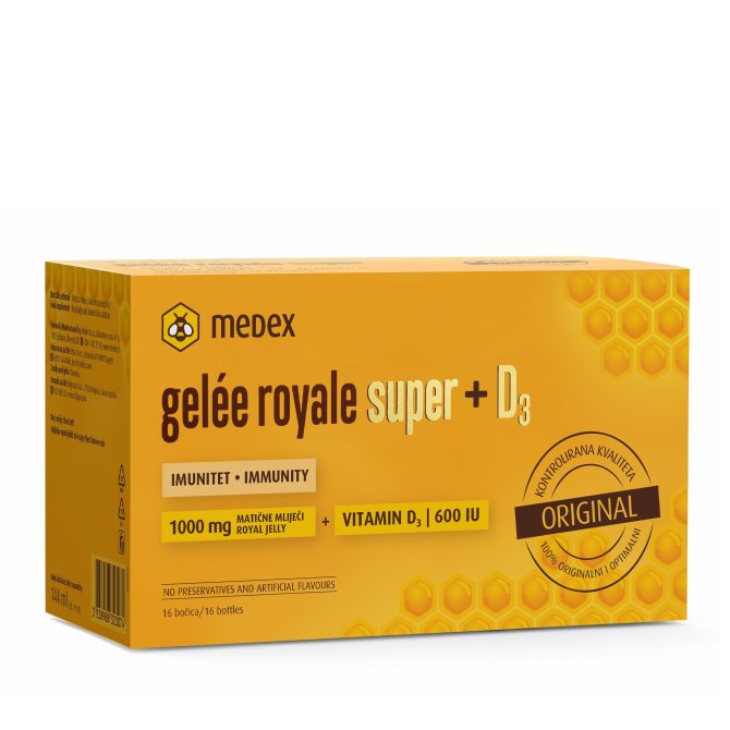 Proizvod Medex Gelée royale super 1000 mg + Vitamin D3 16 bočica x 9 ml brenda Medex