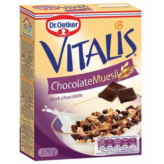 Proizvod Dr. Oetker Vitalis muesli od tamne čokolade 375 g brenda Dr. Oetker