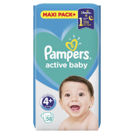 Proizvod Pampers pelene Active baby veličina 4+ (10-15 kg) maxi pack 58 komada brenda Pampers