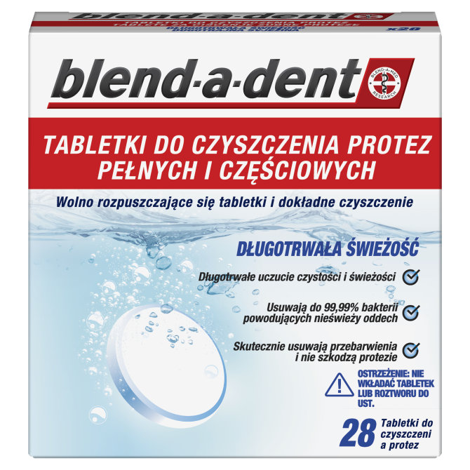 Proizvod Blend-a-dent tablete za čišćenje zubnih proteza Long lasting fresh 28 kom brenda Blend- a- dent