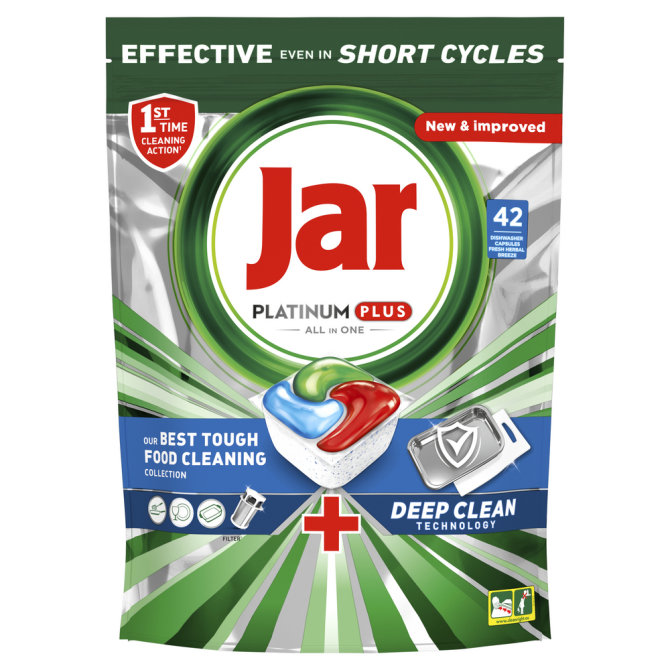 Proizvod Jar Platinum Plus Deep Clean tablete za strojno pranje posuđa 42 komada brenda Jar