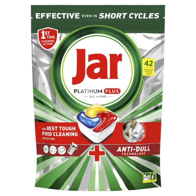 Proizvod Jar Platinum Plus Anti Dull tablete za strojno pranje posuđa 42 komada brenda Jar