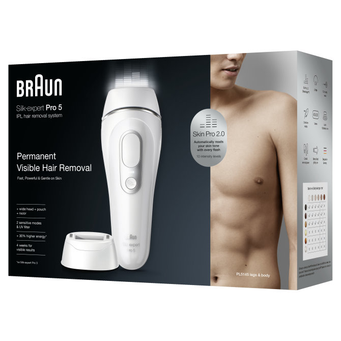 Proizvod Braun IPL Silk·expert Pro 5 PL5145 IPL za žene i muškarce za dugotrajno vidljivo uklanjanje dlačica kod kuće brenda Braun