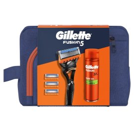 Proizvod Gillette Fusion poklon paket brijač, 3 zamjenske britvice i gel brenda Gillette