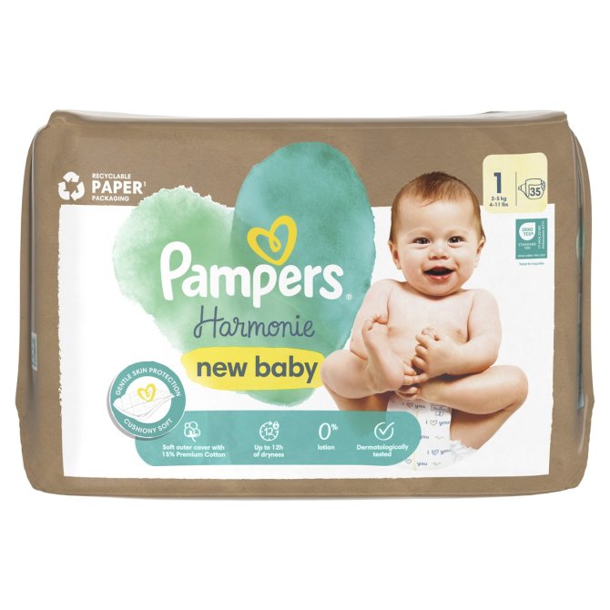 Proizvod Pampers Harmonie pelene vel. 1 (2-5 kg), 35 kom brenda Pampers