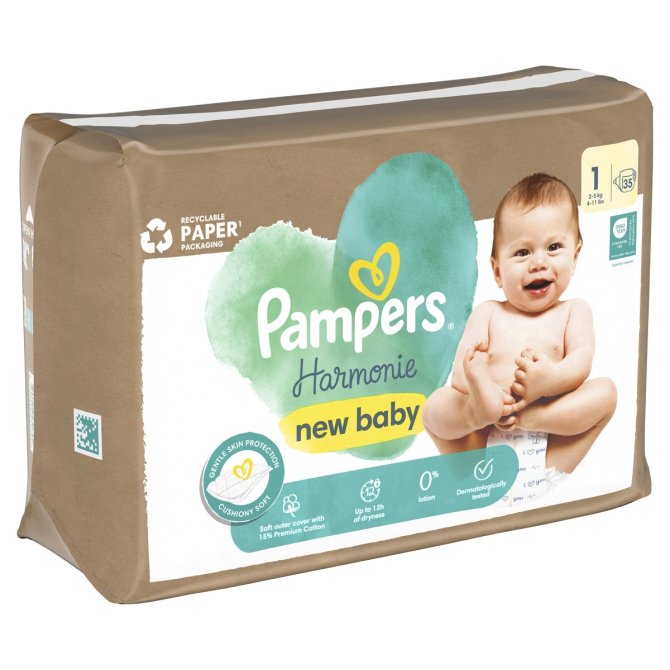 Proizvod Pampers Harmonie pelene vel. 1 (2-5 kg), 35 kom brenda Pampers