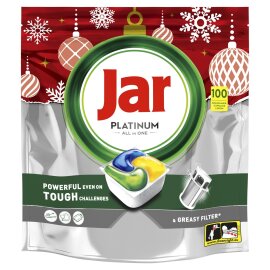 Proizvod JAR Platinum All In One Lemon Xmass, kapsule za strojno pranje posuđa, 100 kom brenda Jar