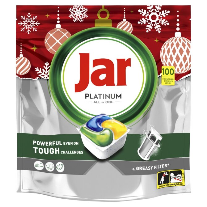 Proizvod JAR Platinum All In One Lemon Xmass, kapsule za strojno pranje posuđa, 100 kom brenda Jar